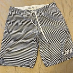 RVCA boardshorts black and white striped 34 waist